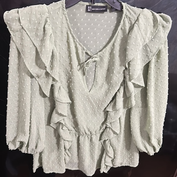 New York & Company Sheer Cover Shirt Quarter Length Sleeve size XL - Picture 1 of 12